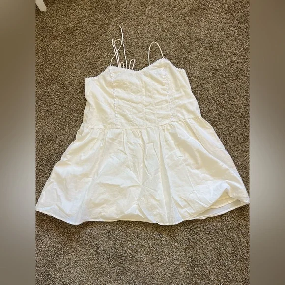 Gap Beautiful Cotton White Sundress Eyelet‎ Dress Size Large - Picture 2 of 7